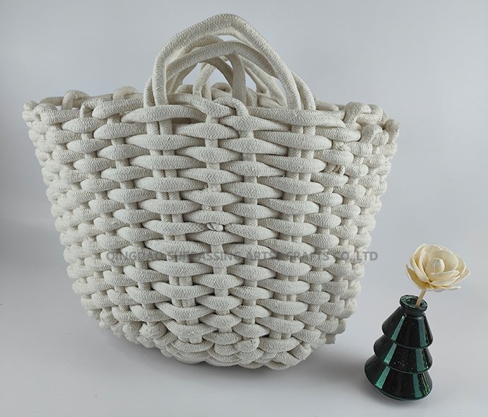 Cotton cord braided storage bag