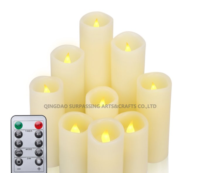 LED24006 LED pillar candles 9pk with remote