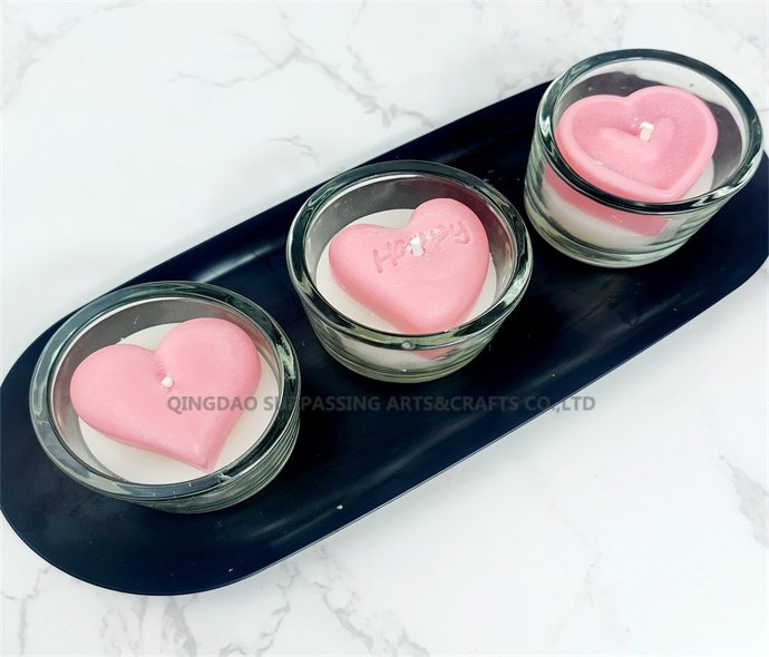 C24G024 Valentine's Day  glass scented candle