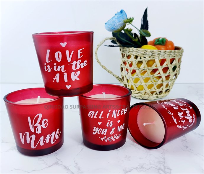 C24G025  Valentine's Day glass scented candle